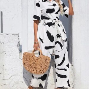 Stylish Black and White Jumpsuit